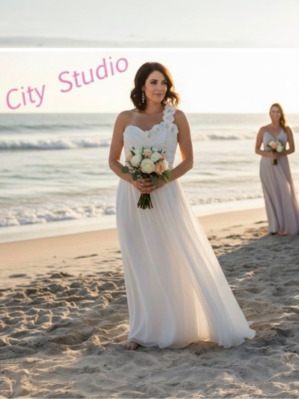 STUNNING City Studio One Shoulder White Dress Sz. 17
